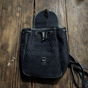 Coach Black Patterned Backpack